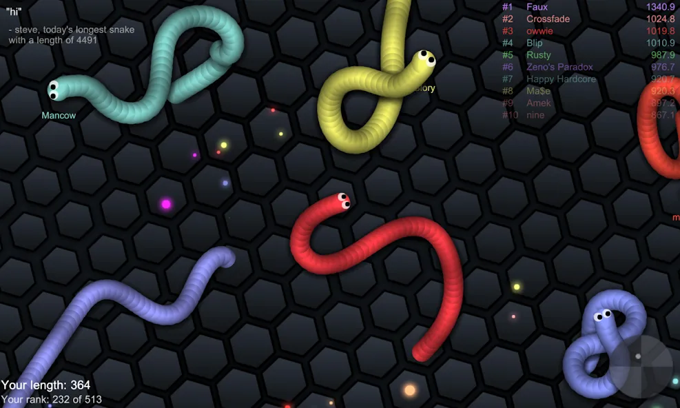 slither.io  [МОД Много денег] Screenshot 3