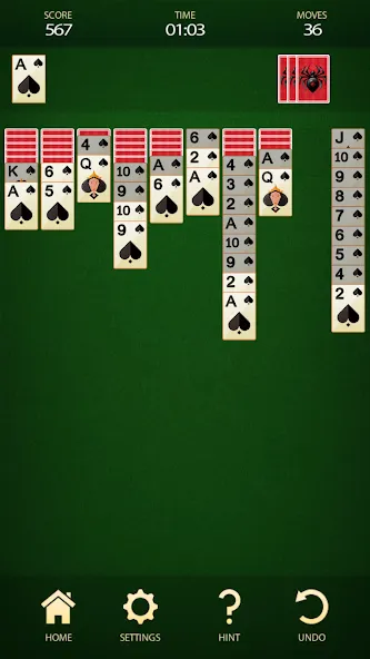 Spider Solitaire: Card Game (Спайдер Солитер)  [МОД Все открыто] Screenshot 3