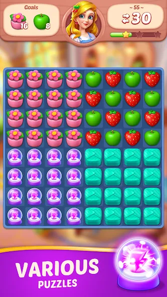 Fruit Diary - Match 3 Games  [МОД Бесконечные деньги] Screenshot 5