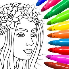 Скачать взлом Coloring for girls and women [МОД Бесконечные монеты] на Андроид