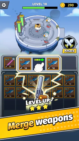 Merge Weapons：Air Island TD  [МОД Бесконечные деньги] Screenshot 2