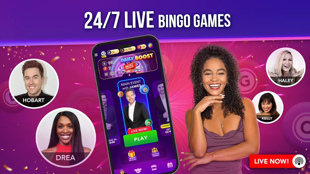 Live Play Bingo: Real Hosts (Лайв Плей Бинго)  [МОД Много монет] Screenshot 3