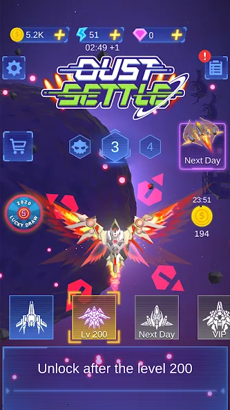 Dust Settle 3D - Galaxy Attack (Даст Сеттл 3Д)  [МОД Много монет] Screenshot 1