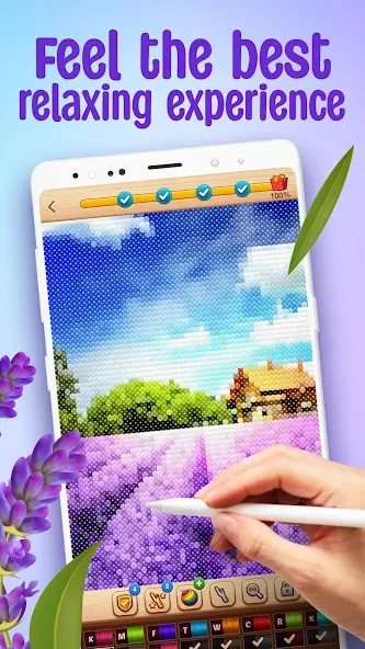 Cross-Stitch: Coloring Book (Кросс)  [МОД Unlimited Money] Screenshot 1