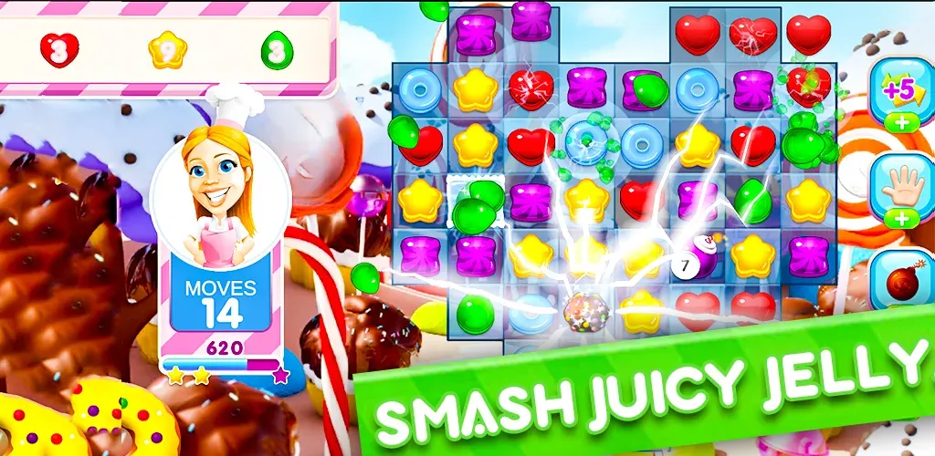 Jelly Kingdom Crush - Match 3  [МОД Бесконечные деньги] Screenshot 2