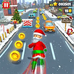 Скачать взлом Xmas Santa Surfer Running Game (Ксмас Санта Серфер Раннинг Гейм) [МОД Бесконечные монеты] на Андроид