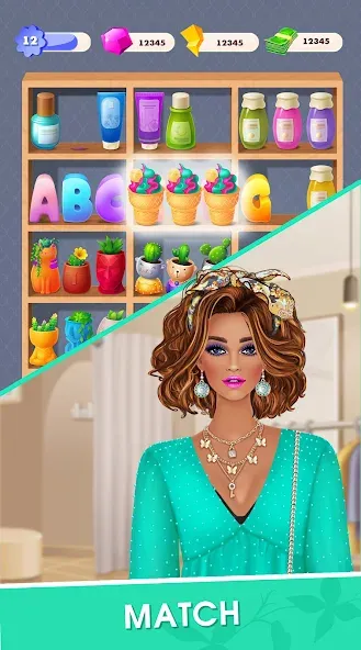 Fashion Triple Match: Dress Up (Фэшн Мердж)  [МОД Много монет] Screenshot 2