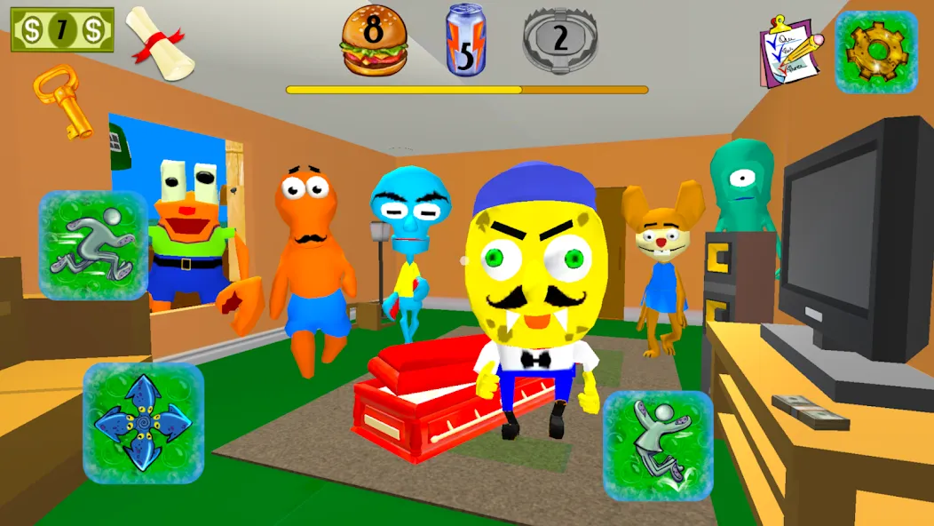 Sponge Neighbor Escape 3D (Спонж Сосед Побег 3D)  [МОД Mega Pack] Screenshot 4