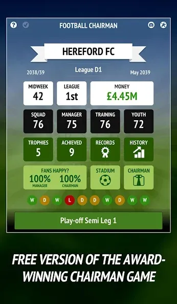 Football Chairman (Soccer) (Футбольный председатель)  [МОД Бесконечные деньги] Screenshot 1