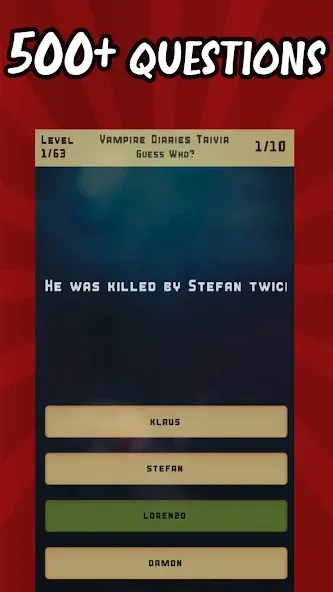 Vampire Diaries Quiz Trivia (Вампирские дневники викторина виктрия)  [МОД Много монет] Screenshot 1