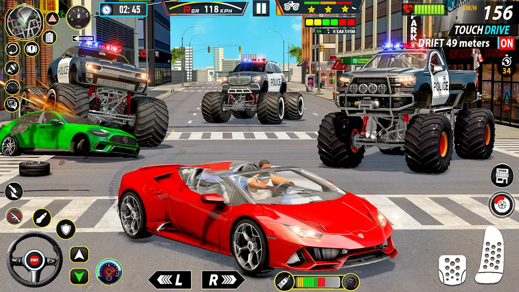 Police Monster Truck Car Games  [МОД Все открыто] Screenshot 3