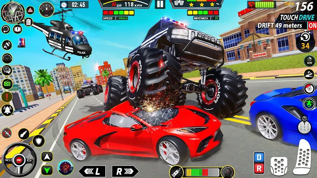 Police Monster Truck Car Games  [МОД Все открыто] Screenshot 5