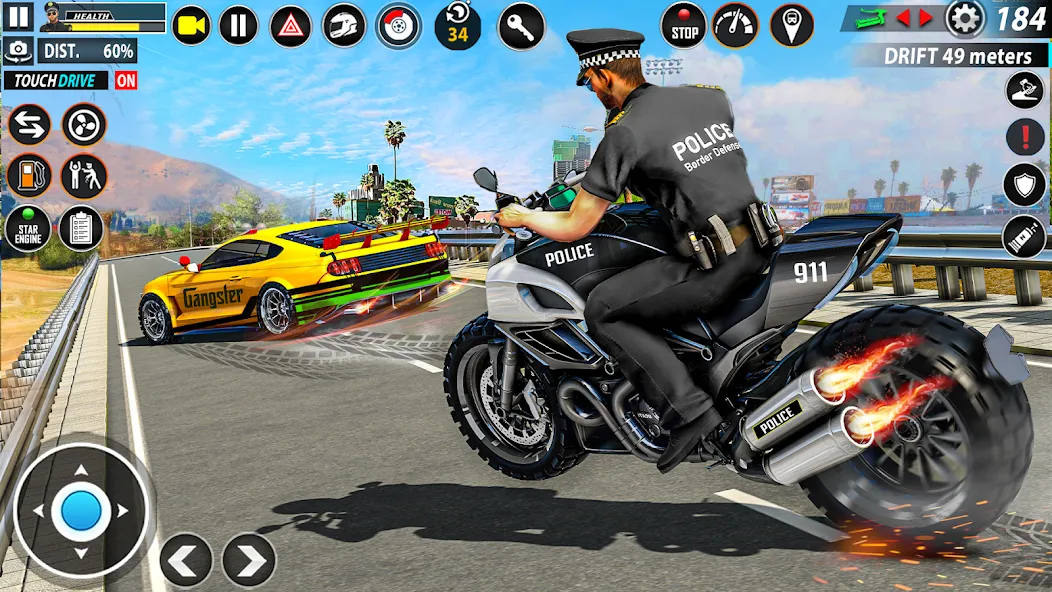 Police Moto Bike Chase Crime (Полицейская мотоциклетная погоня за преступником)  [МОД Много денег] Screenshot 5