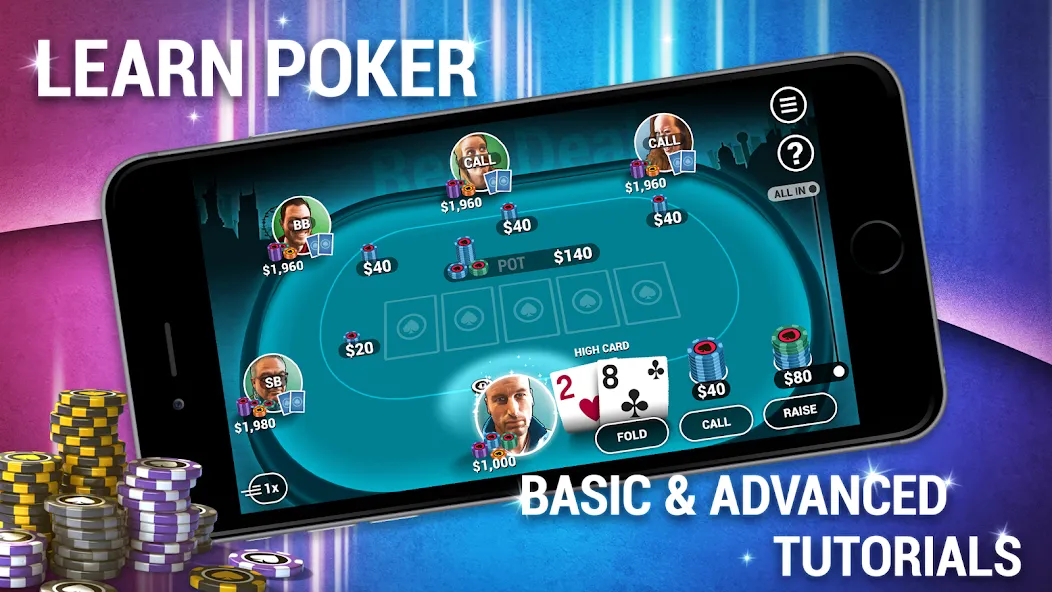 Learn How To Play Texas Poker  [МОД Mega Pack] Screenshot 1