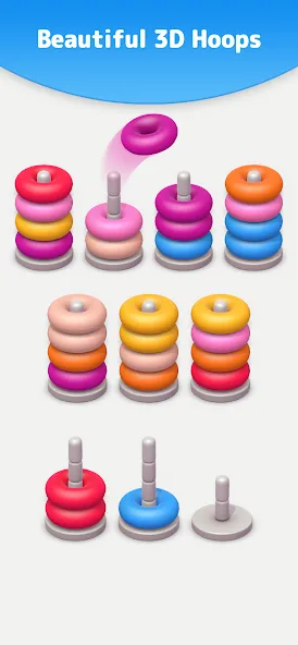 Color Sort 3D — Hoop Stack  [МОД Много денег] Screenshot 1