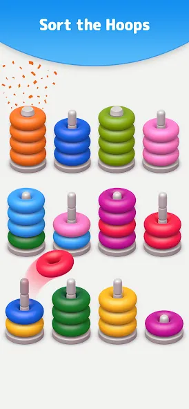 Color Sort 3D — Hoop Stack  [МОД Много денег] Screenshot 4