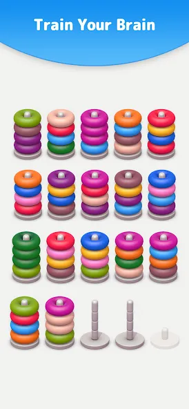 Color Sort 3D — Hoop Stack  [МОД Много денег] Screenshot 5