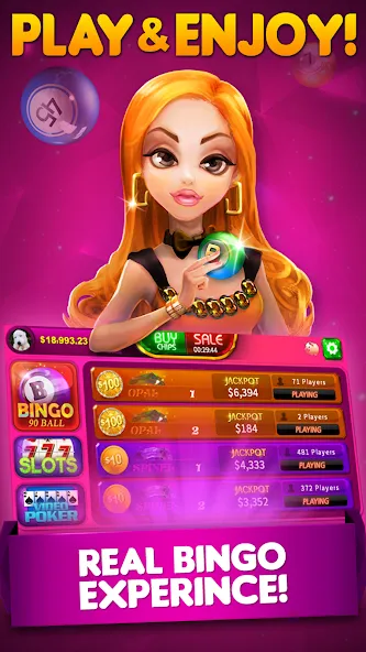 Bingo 90 Live : Vegas Slots (Бинго 90 Лайв)  [МОД Бесконечные монеты] Screenshot 1