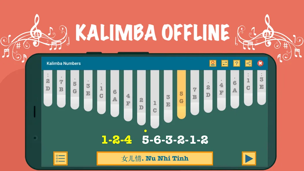 Kalimba App With Songs Numbers (Калимба приложение с песнями и цифрами)  [МОД Меню] Screenshot 1