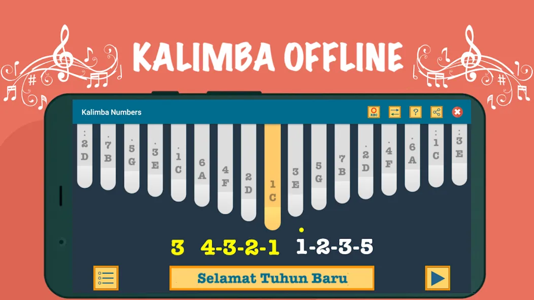 Kalimba App With Songs Numbers (Калимба приложение с песнями и цифрами)  [МОД Меню] Screenshot 3